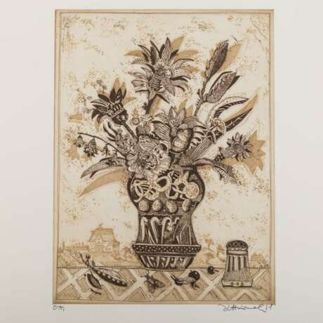 DITTRICH, SIMON (geb. 1940), "flower still life", a book with 3 original etchings, - photo 5