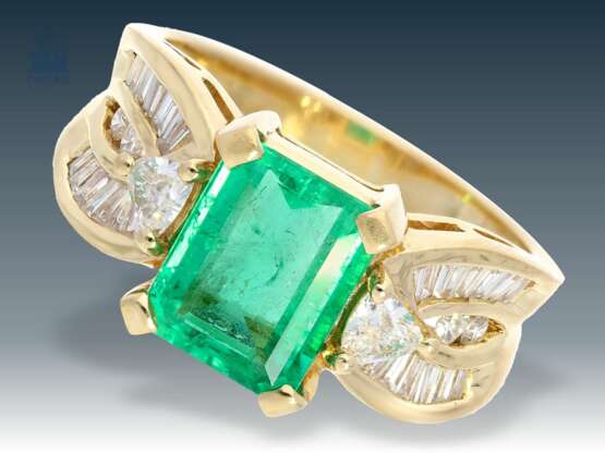 Ring: ehemals sehr teurer Goldschmiedering mit Smaragd und Diamanten - Foto 1
