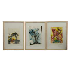 DALI, SALVADOR, (1904-1989), three color lithographs: "Saint-Georges", "Don Quixote", "Le chafal de Labeur"