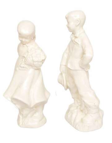 Pair of porcelain figures Girl and boy Porcelain Mid-20th century - photo 1