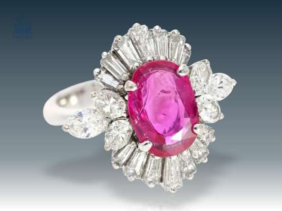 Ringe: amerikanischer, äußerst dekorativer und hochwertiger Diamant/Rubin-Goldschmiedering - photo 1
