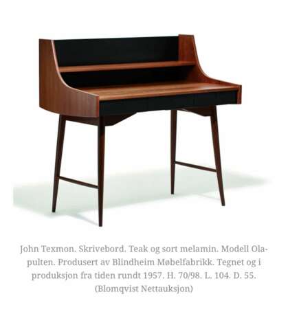 Bureau Ola-pulten con&ccedil;u par John Texmon pour Blindheim M&oslash;belfabrikk en production depuis 1957 environ. Teak Mid-20th century - Foto 2