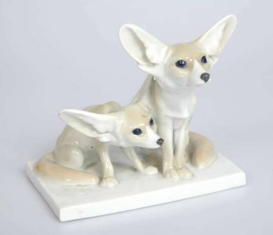 Figurine en porcelaine Renards fennec Porzellan Early 20th century - Foto 3