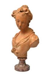 Terracotta bust on a marble base Bust of a Virgin