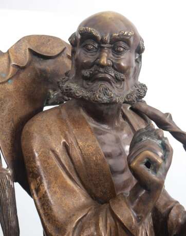 Bronze figure of Bodhidharma Bronze Antiquity 19th century - photo 1