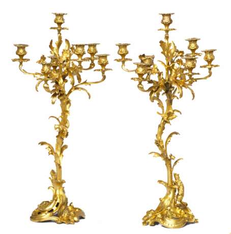 Rococo style candlesticks 2 pcs. Bronze Mid-19th century - photo 1