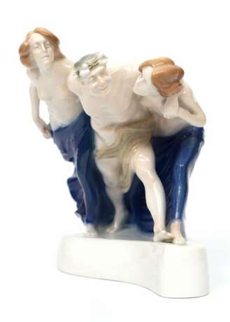 Porcelain figure Faun with nymphs Porcelain Early 20th century - photo 1