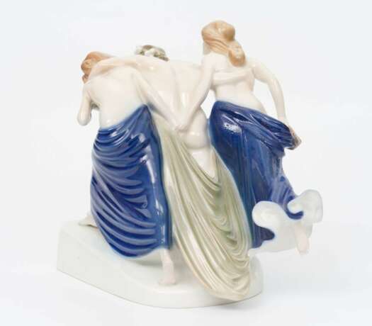 Porcelain figure Faun with nymphs Porcelain Early 20th century - photo 3