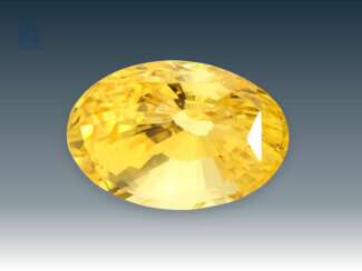 Saphir: hochwertiger, unbehandelter gelber Saphir von hervorragender Farbe und 10,5ct, aktuelles gemmologisches Gutachten