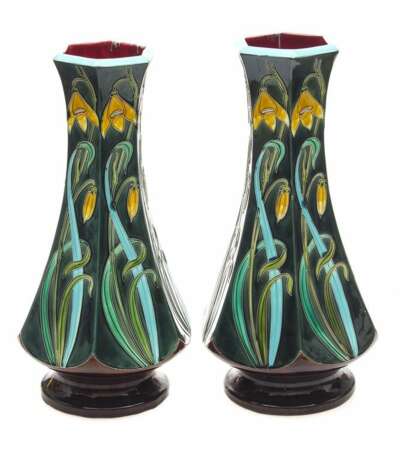 Deux vases en majolique Art Nouveau fran&ccedil;ais Early 20th century - Foto 2