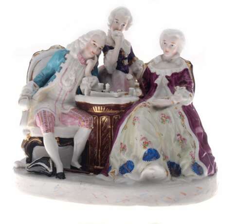 Figurine en porcelaine Jeu d&amp;39;&eacute;checs Porcelaine 19th century - photo 4