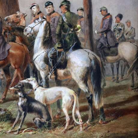 M.A. Zichy. Watercolor. Horse hunting of Alexander II near St. Petersburg. watercolor realism Mid-19th century - photo 9