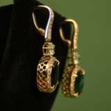 Gold earrings with diamonds and tourmalines Gold Other style 21th century - photo 4