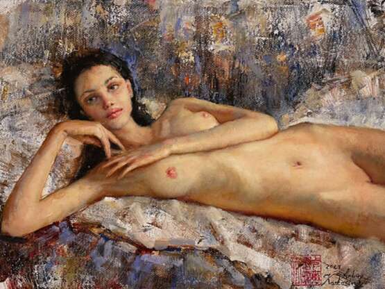 Impression gicl&eacute;e sur toile Brunette nude 2023 par Kartashov Andrey Russie 21e si&egrave;cle. 1 des 50 tirages limit&eacute;s. Leinwand 21th century - Foto 1