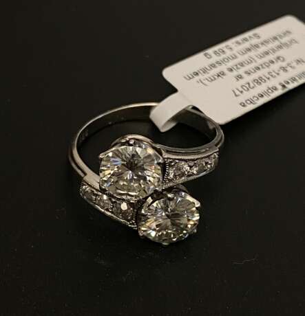 Platinum ring with diamonds and synthetic moissanites Platinum Other style 21th century - photo 4