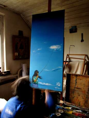 Liza caught a cloud. Huile sur toile American Realism Romanticism Ukraine 2024 - photo 2