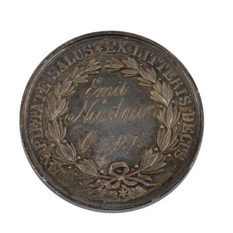 Baden-Durlach - Silberne Schulprämienmedaille der Oberstufe 1875, - фото 2