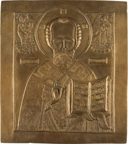 GROSSE BRONZE-IKONE MIT DEM HEILIGEN NIKOLAUS VON MYRA - photo 1