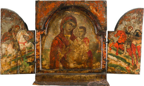 TRIPTYCHON MIT DER GOTTESMUTTER HODEGETRIA UND DEN REITERHEILIGEN GEORG UND DEMETRIOS UND IKONE MIT - фото 3