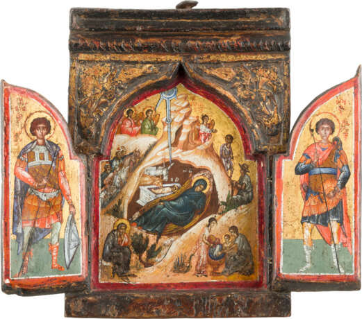 TRIPTYCHON MIT DER VERKÜNDIGUNG, DER GEBURT CHRISTI UND DEN HEILIGEN GEORG UND DEMETRIOS - photo 1