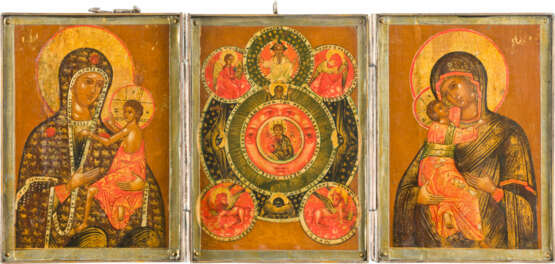 KLEINES TRIPTYCHON MIT DEM 'ALLES-SEHENDEN AUGE GOTTES' UND ZWEI GNADENBILDERN DER GOTTESMUTTER - photo 1