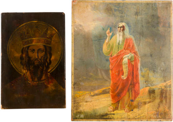 ZWEI IKONEN: SIGNIERTE IKONE MIT DEM PROPHETEN ELIAS UND HEILIGER WLADIMIR - фото 1