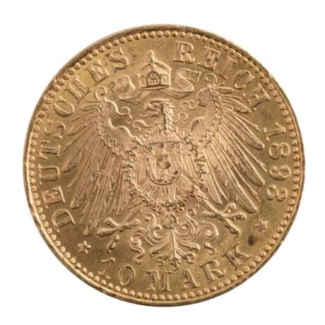 Württemberg/GOLD - 10 Mark 1893 F, - photo 2