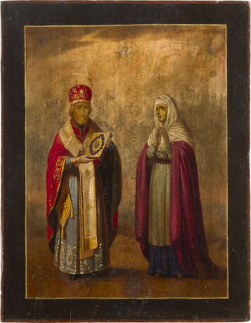 IKONE MIT DEN HEILIGEN NIKOLAUS VON MYRA UND ANNA - photo 1