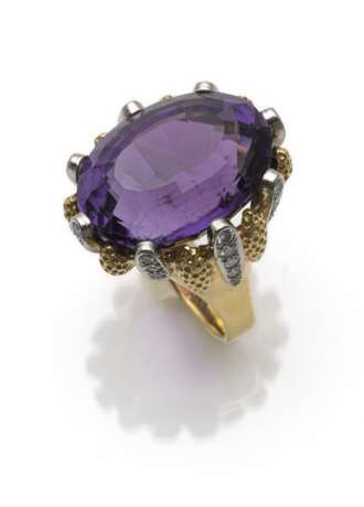 Bicolor Cocktail Ring mit Amethyst - фото 1