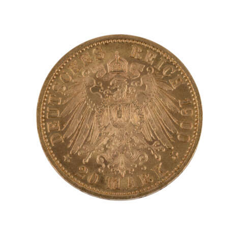 Württemberg/GOLD - 20 Mark 1900 F, Wilhelm II., - фото 2