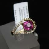 White gold ring with diamonds and ruby Gold Other style 21th century - photo 7