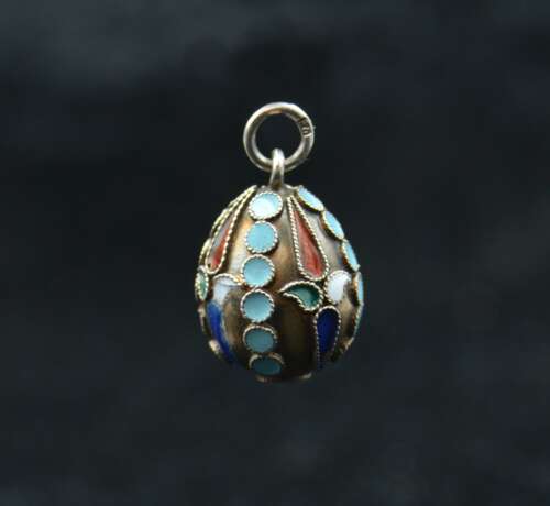 Faberge-style pendant egg Silver Art Nouveau 19th century - photo 2