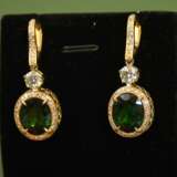 Gold earrings with diamonds and tourmalines Gold Other style 21th century - photo 3