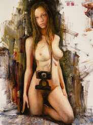 Gicl&eacute;e print on canvas, Nude with a camera, 2023, by Kartashov Andrey, Russia, 21st century. 1 of 50 limited prints.