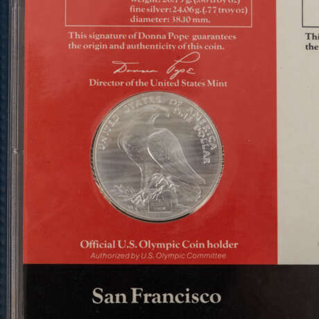 Olympische Spiele 1984 - 8 Silber Dollars + 10 Dollars Gold, - фото 3
