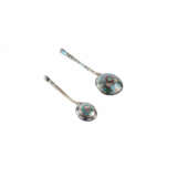 Russia. TWO SILVER SPOONS WITH ENAMEL CHAMPLEVÉ - photo 1