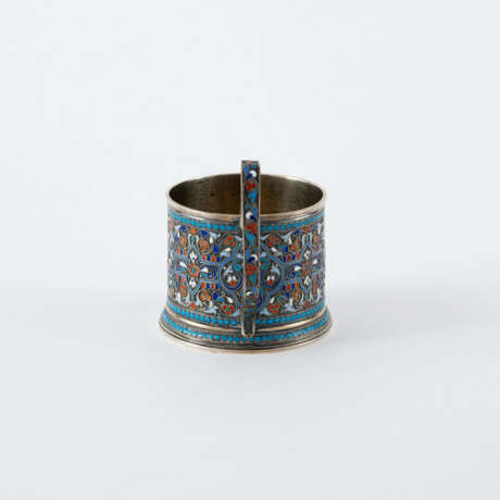 Gustav Gustavovich Klingert. SILVER TEA GLASS HOLDER AND SPOON WITH CLOISONNÉ DECOR - photo 2