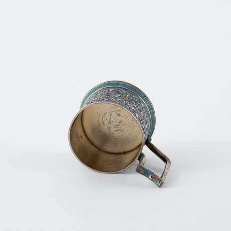 Gustav Gustavovich Klingert. SILVER TEA GLASS HOLDER AND SPOON WITH CLOISONNÉ DECOR - photo 5