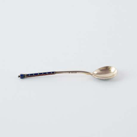 Gustav Gustavovich Klingert. SILVER TEA GLASS HOLDER AND SPOON WITH CLOISONNÉ DECOR - photo 7