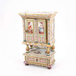 France. MINIATURE FAIENCE PORCELAIN BUFFET CABINET