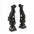 PAIR OF IRON SHISHI GUARDING LIONS ON PEDESTALS - Prix ​​des enchères