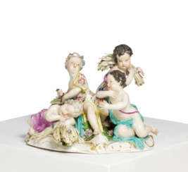 Meissen. PORCELAIN ENSEMBLE OF CUPID FIGURINES AS ALLEGORY FOR THE SUMMER