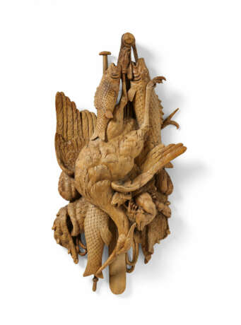 Presumably Germany. EXCEPTIONAL WOODEN WALL DECORATION WITH HUNTING TROPHIES - photo 1