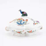 Meissen. PORCELAIN SUGAR BOWL WITH CRANES AND HANDLE IN THE SHAPE OF A SWINHOE'S PHEASANT - photo 3