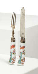 Meissen. PORCELAIN KNIFE AND FORK WITH PORCELAIN HANDLES