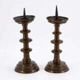 South Germany. A PAIR OF LARGE METAL DISC CANDLESTICK - photo 2