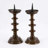 South Germany. A PAIR OF LARGE METAL DISC CANDLESTICK - photo 4