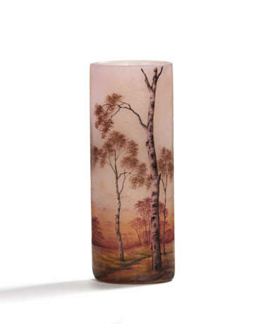 Daum Frères. SMALL GLASS VASE WITH BIRCH DECOR - photo 1