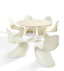 MARBLE DINING TABLE "TULIP - 173" & SIX CHAIRS "PANTON CHAIR"