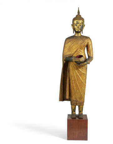 LARGE STANDING BRONZE BUDDAH WITH ALMS BOWL - фото 1